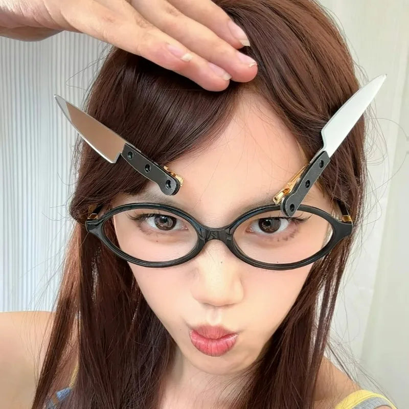 1/6Pcs Creative Knife Hair Clips for Women Funny Punk Gothic Bangs Side Hairpins Weird Knife Headwear Cosplay Hair Accessories